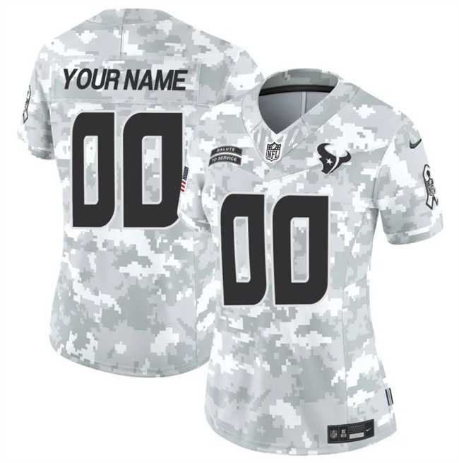 Womens Houston Texans Active Player Custom 2024 F.U.S.E Arctic Camo Salute To Service Limited Stitched Football Jersey(Run Small)